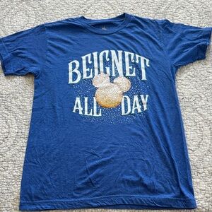 Disney Blue Graphic T-Shirt with Beignet Design